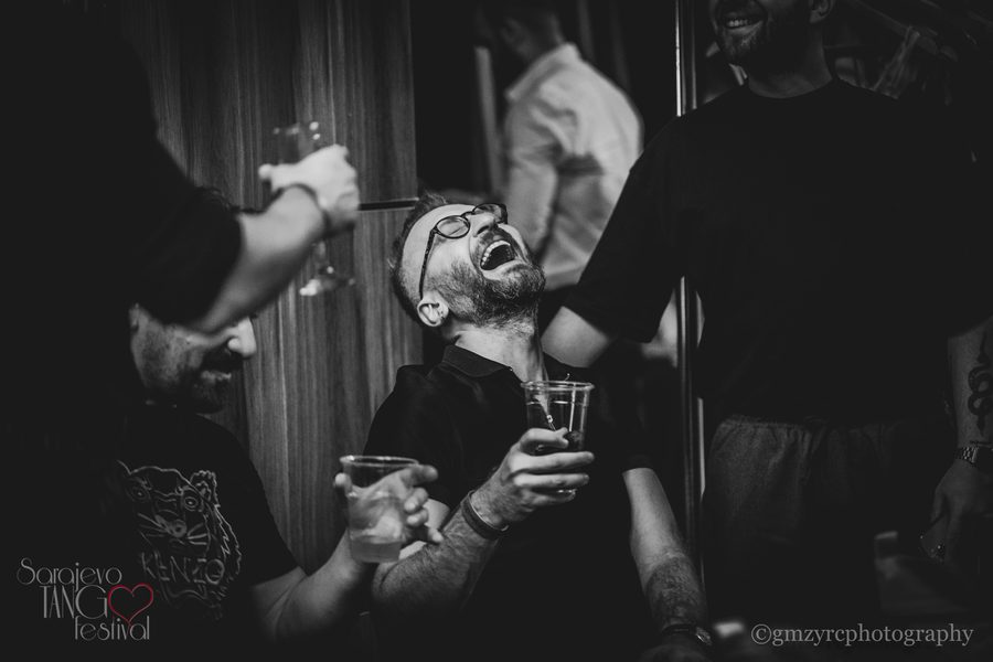 Friends laughing at Sarajevo Tango Festival
